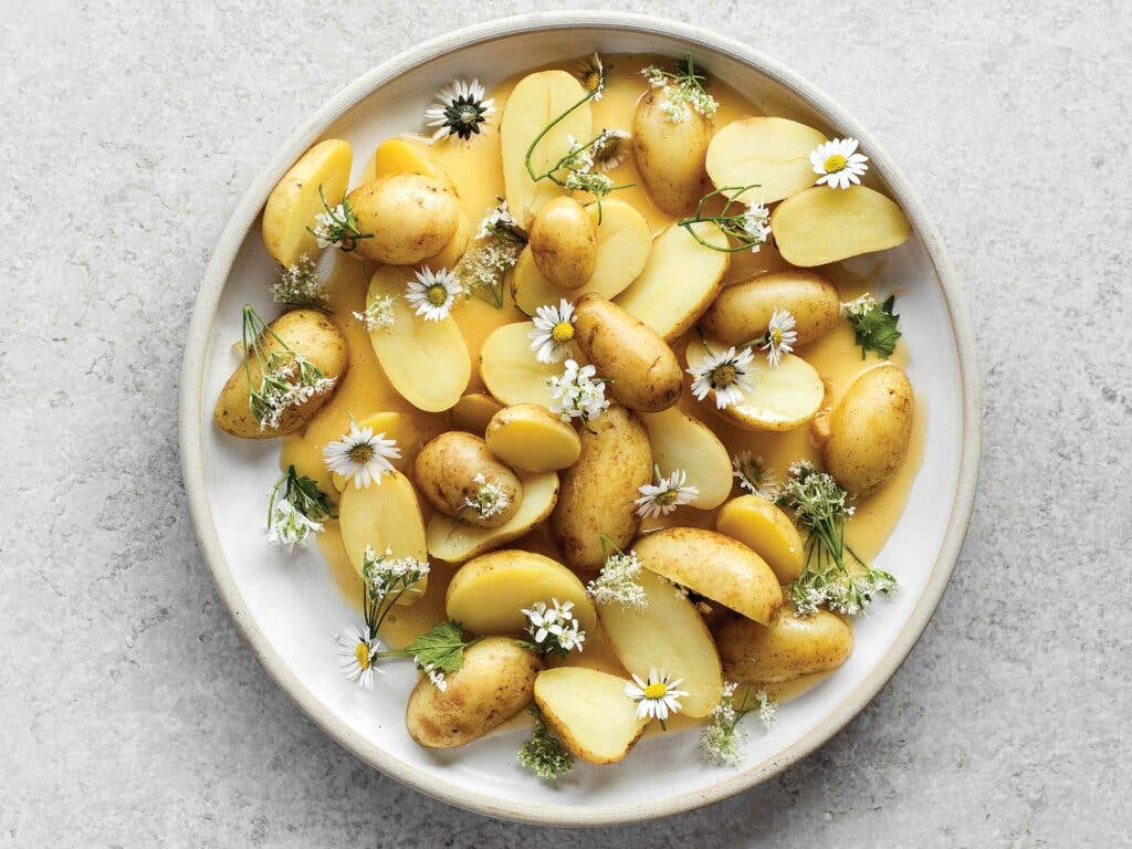 Chamomile-Pickled New Potatoes with Beurre Blanc