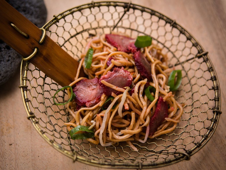 Sweet and Sticky Roasted Pork with Sesame Noodles