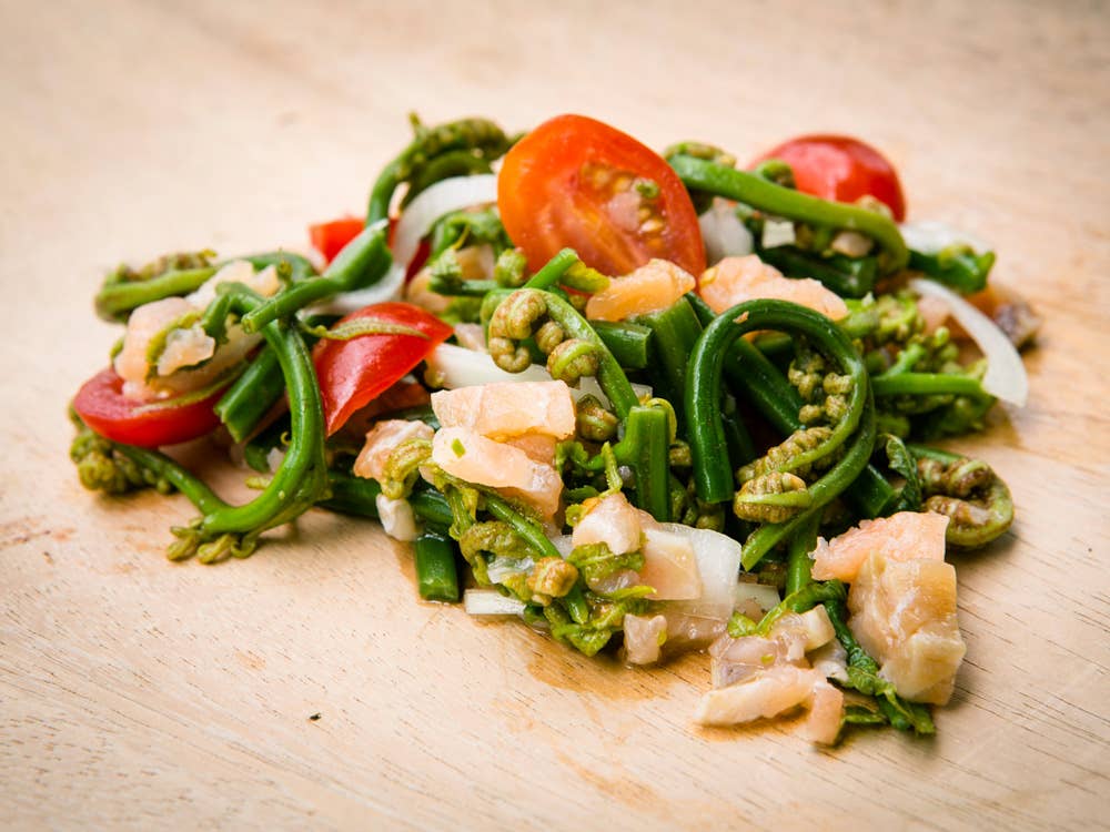 Fiddlehead Fern and Cured Salmon Salad