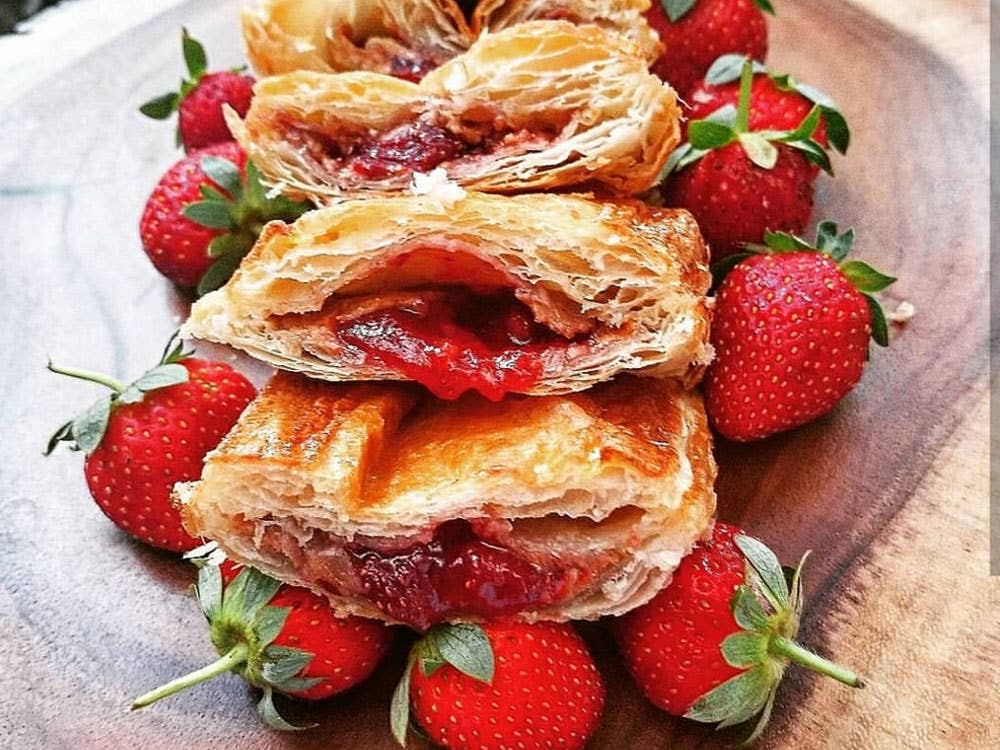 Peanut butter and jelly pastelitos with Knaus Berry Farm strawberries