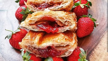 Peanut butter and jelly pastelitos with Knaus Berry Farm strawberries