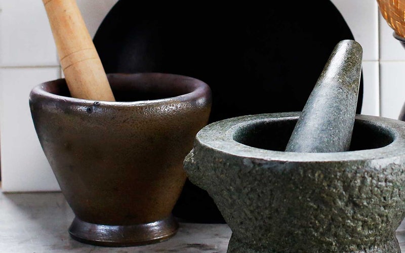 Wood & Clay Mortar and Pestle