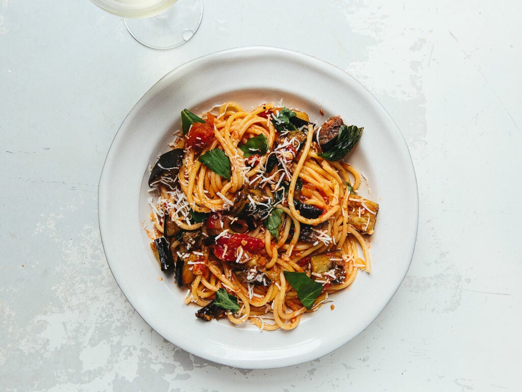 Pasta Alla Norma (Pasta with Tomato Sauce and Eggplant)