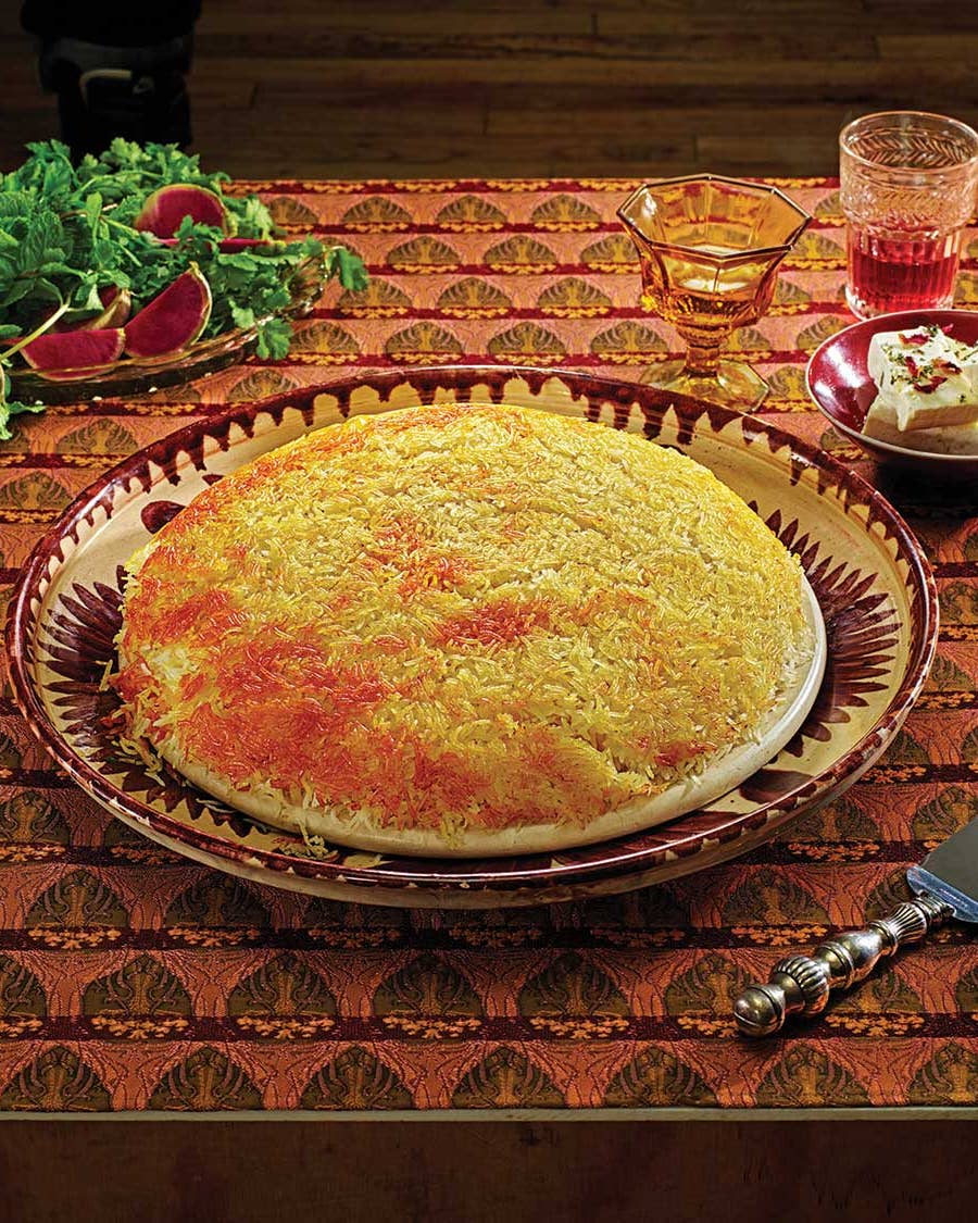 Steamed Saffron Rice with Tahdig (Chelo ba Tahdig)