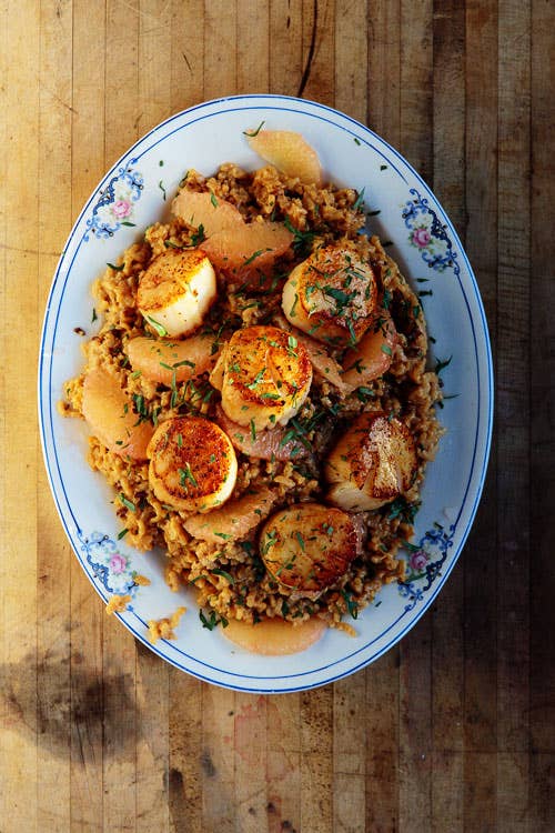 Risotto with Grapefruit and Seared Scallops