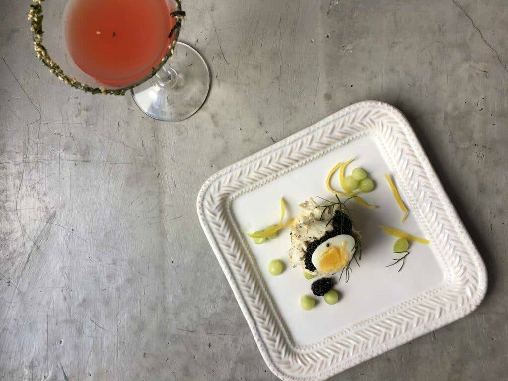 Tiny fishy sandwiches and watermelon martinis make a perfect pair.