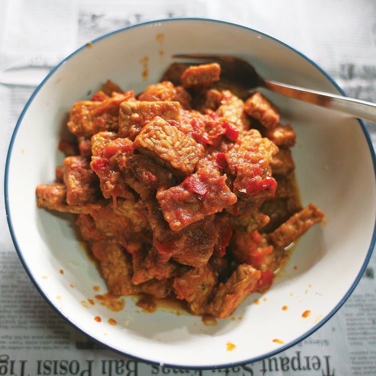 Fried Tempeh in Tomato Sambal