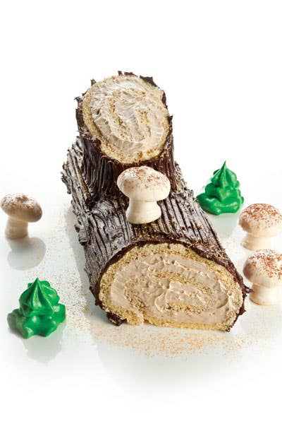 Bûche de Noël (Yule Log Cake with Coffee Buttercream and Ganache)