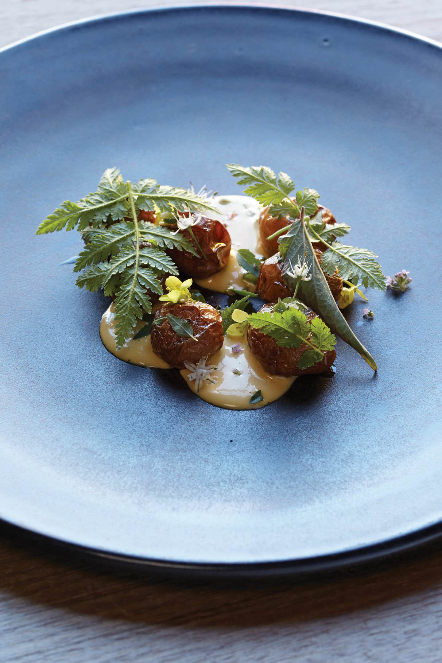 Smoked Potatoes with Fenugreek-Whey Sauce, Tasmania