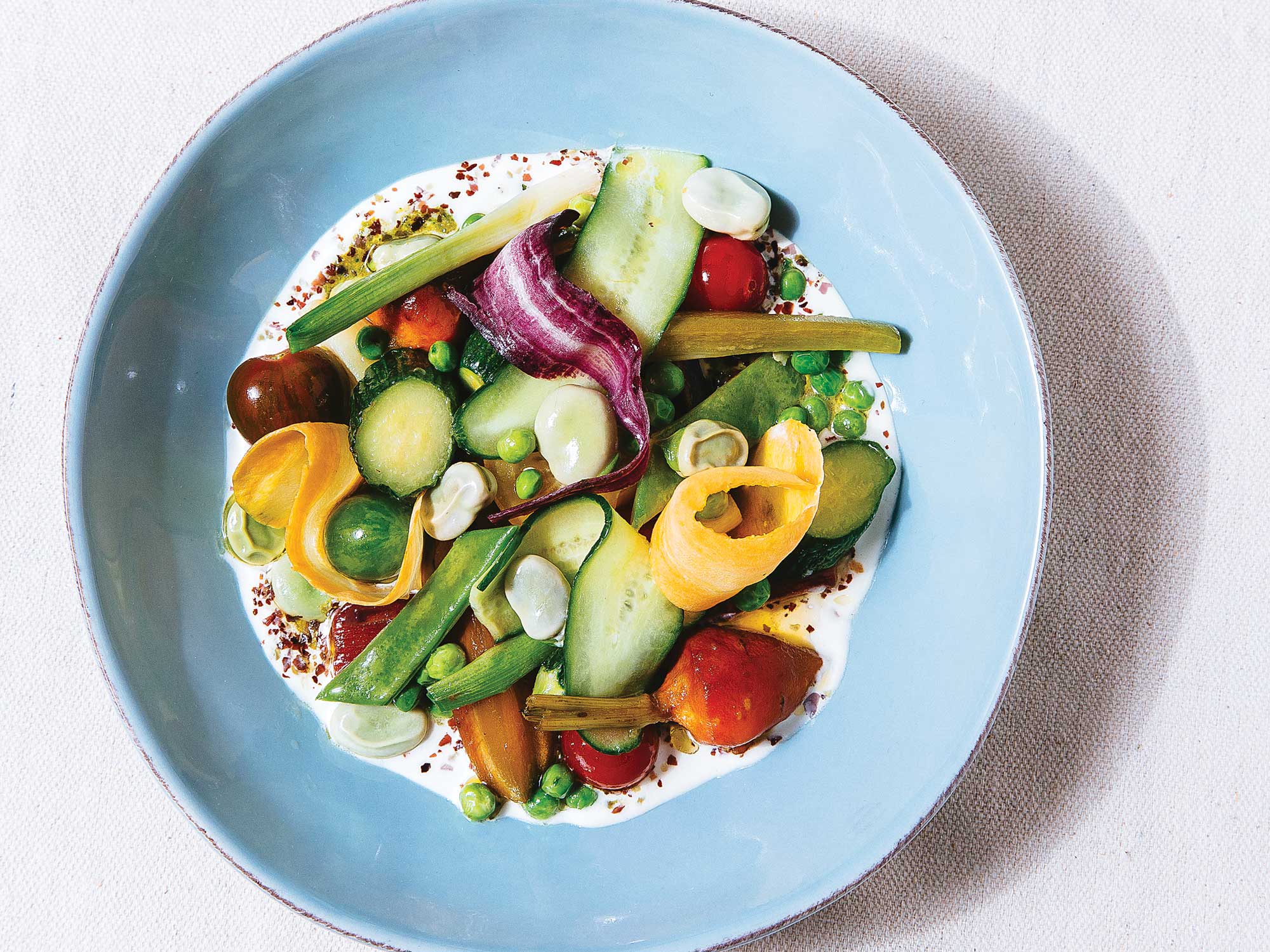 Mixed Spring Vegetables With Almond Cream | Saveur