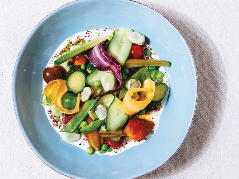 Mixed Spring Vegetables With Almond Cream