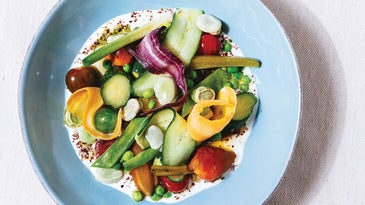 Mixed Spring Vegetables With Almond Cream