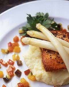 Salmon with White Asparagus Mashed Potatoes