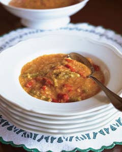 Zuppa dell’Ortolano (Greengrocer’s Soup with Onion, Peppers, Rapini, and Potatoes)