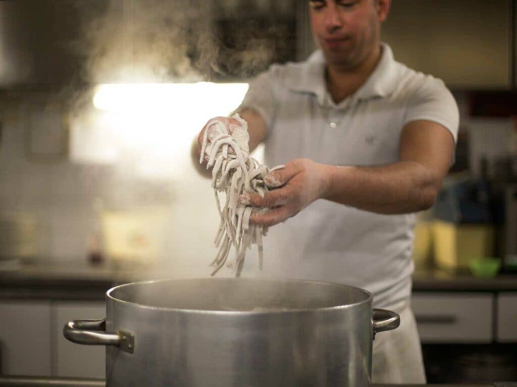 Pizzoccheri noodles cooking