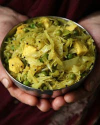 Dry-Cooked Cabbage with Tofu and Peas