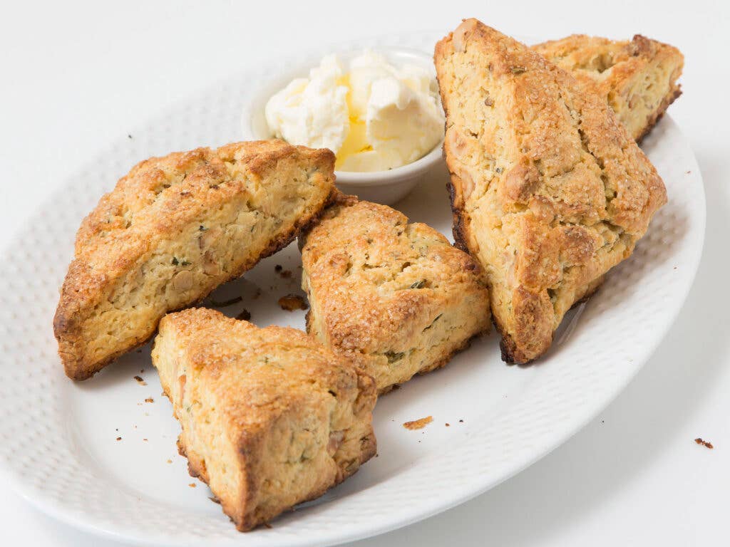 Honeycomb-Einkorn Scones with Hazelnuts and Rosemary