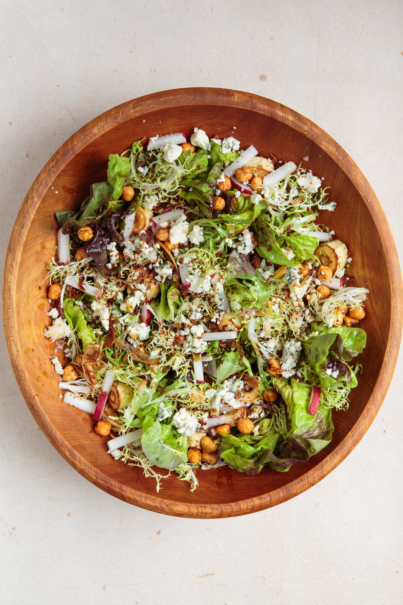 Roasted Parsnip Salad with Hazelnuts, Blue Cheese, and Wheat Beer