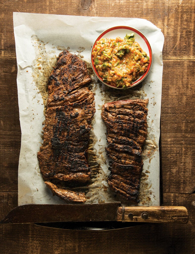 Grapefruit & Habanero Skirt Steak with Grilled Tomato Salsa