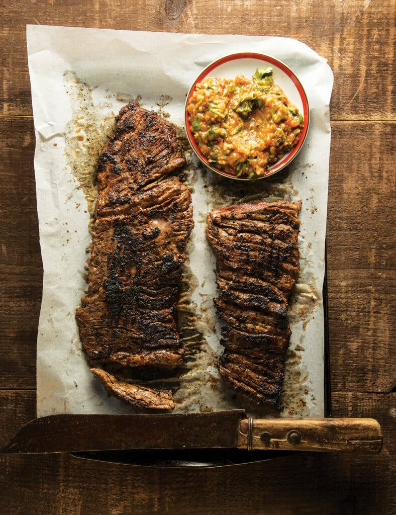 Grapefruit &amp; Habanero Skirt Steak with Grilled Tomato Salsa