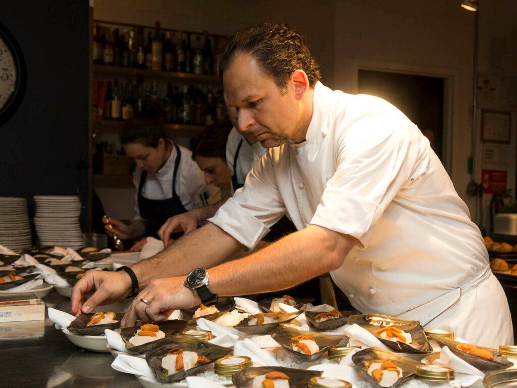 Chef Trabocchi plates his clams