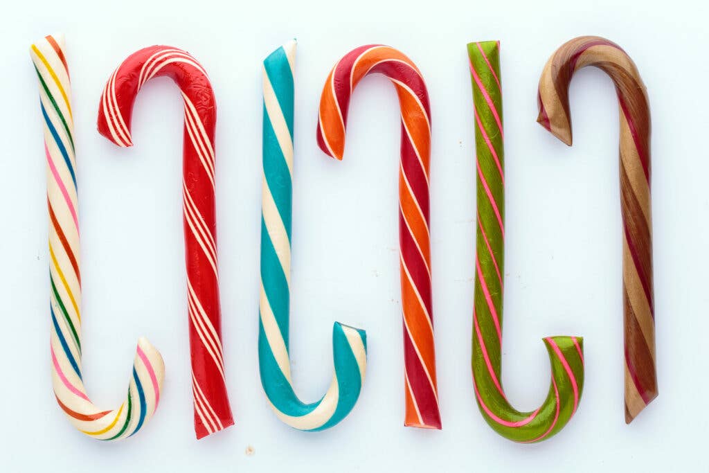 Chocolate filled candy cane