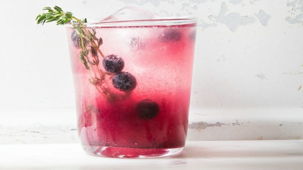 Blueberry Jam and Prosecco Cocktail