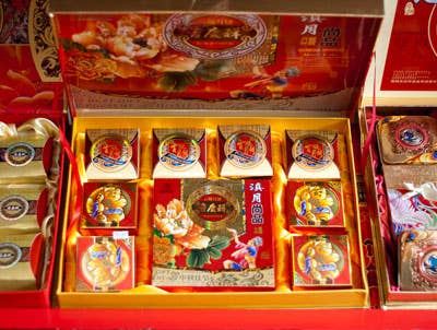 Mooncakes in a red box