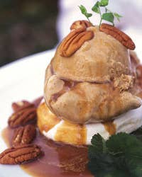New Orleans Delight (Meringues Topped with Coffee Ice Cream and Praline Sauce)