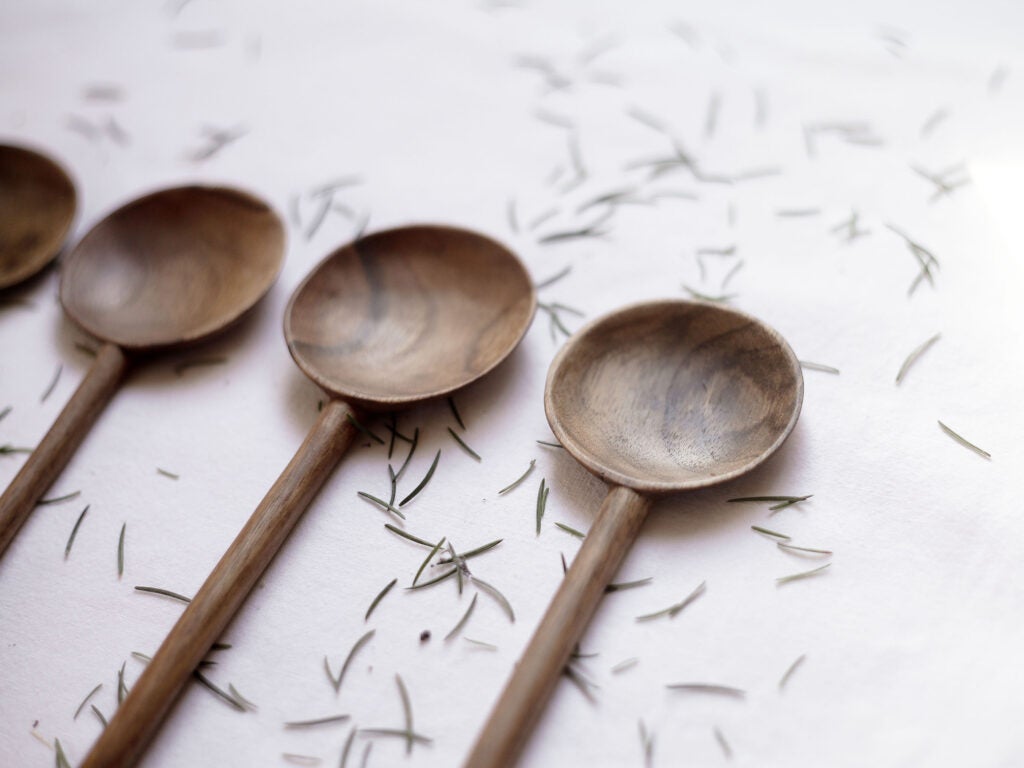 Handmade, Artisan Round Walnut Spoons for dinner parties, soups, stews, and salads.