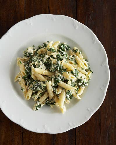 A Perfect Trio: Penne, Spinach, and Ricotta