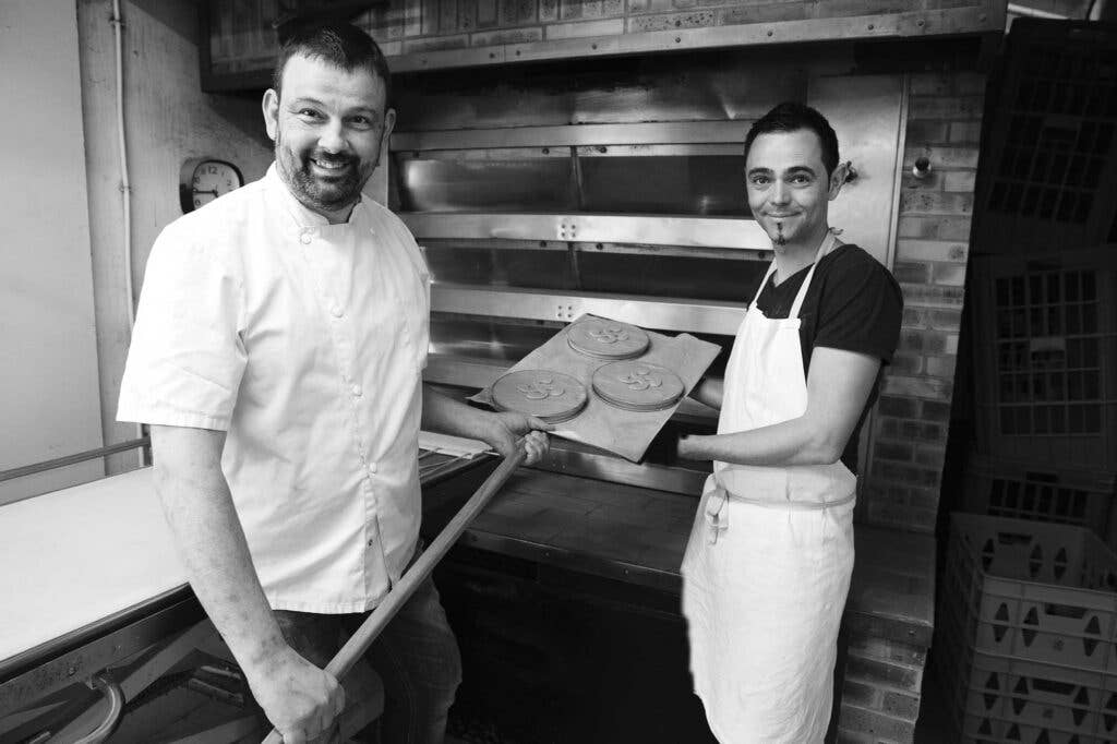 Baker Mikael Sansoucy making his gateau basque - classically buttery with a crunch - that locals have showered with praise.