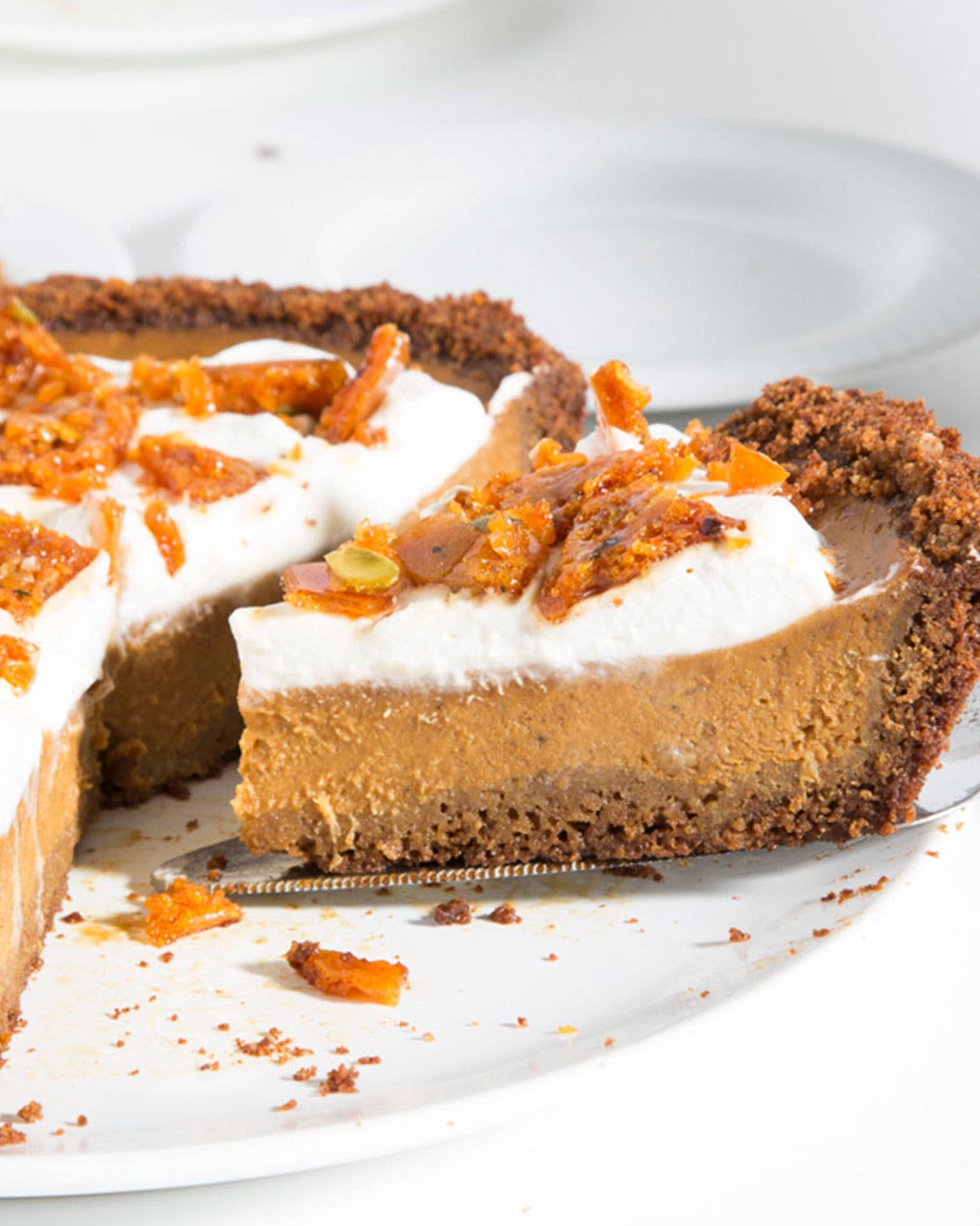 Pumpkin Pie with Graham Cracker Crust and Pepita–Sage Brittle