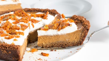Pumpkin Pie with Graham Cracker Crust and Pepita-Sage Brittle