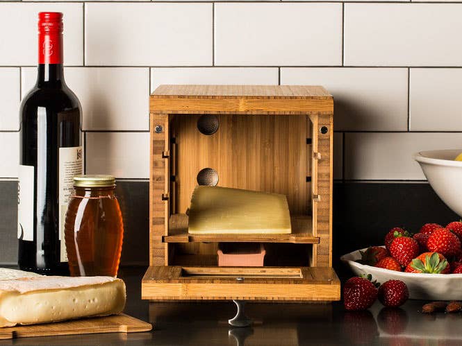 This Wooden Cabinet is Designed to Replicate a Cheese Cave in Your Fridge