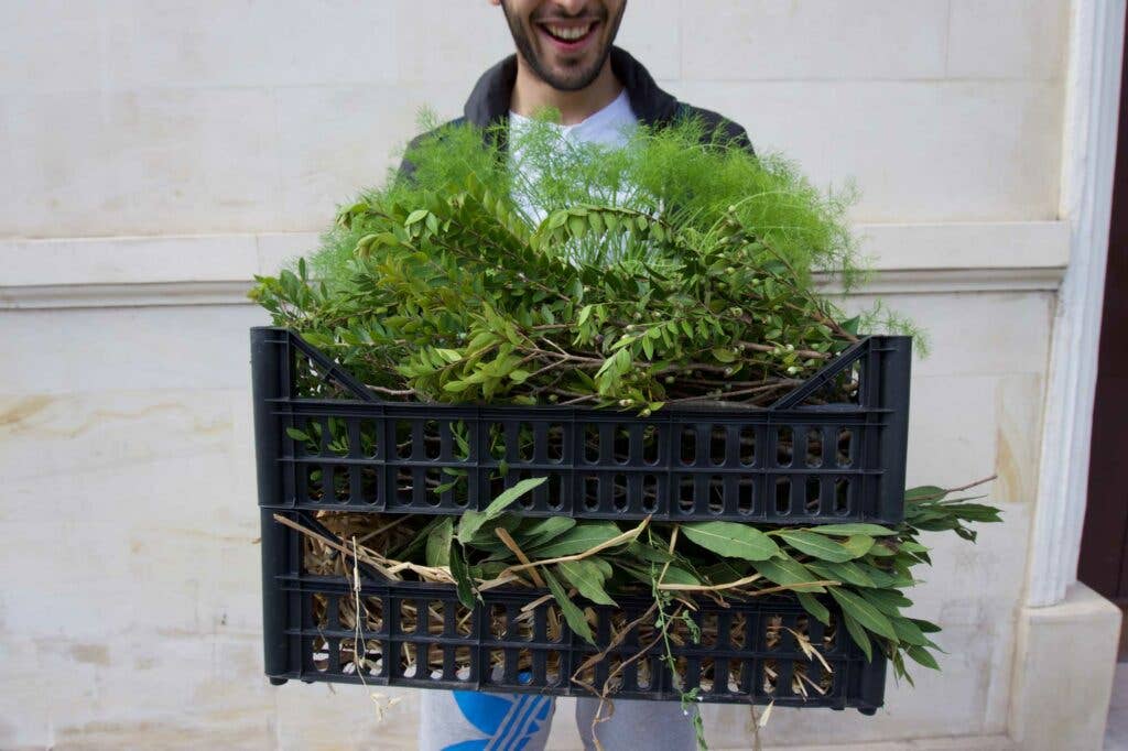 Back at his restaurant, Bros' in Lecce, chef Floriano Pellegrino shows off his foraging bounty from Scorrano.