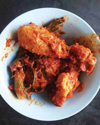 Ayam Masak Merah  (Malay-Style Red-Cooked Chicken with Pandan)