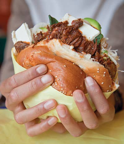 spicy lamb and cheese sandwich