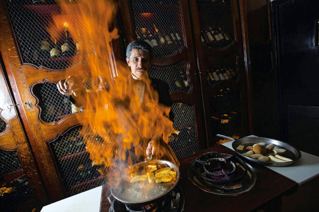 man making Bananas Foster