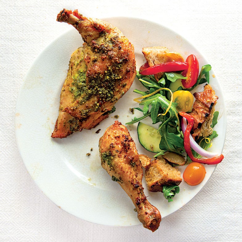 Pesto-Rubbed Chicken with Panzanella