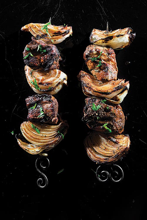 Russian Lamb Kebab with Tomato-Prune Sauce (Shashlik)