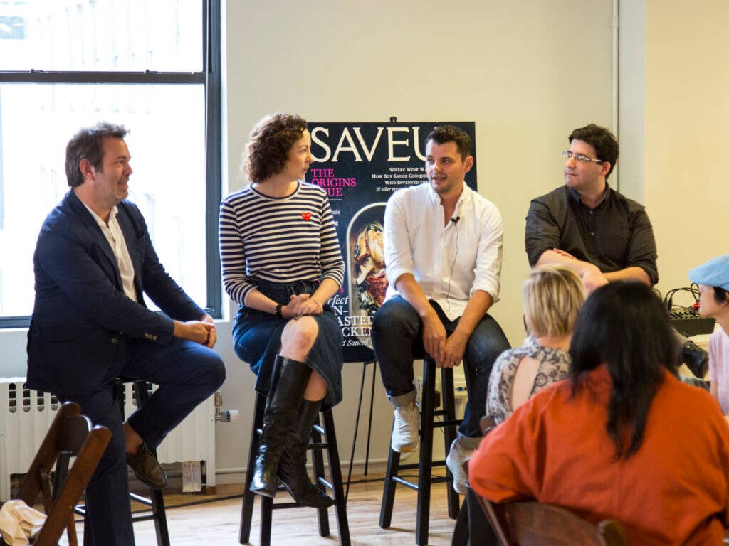 Editor in Chief Adam Sachs moderates a panel with Cherry Bombe's Kerry Diamond, Alan Sytsma from NYMag.com/Grub Street, and Saveur's Max Falkowitz