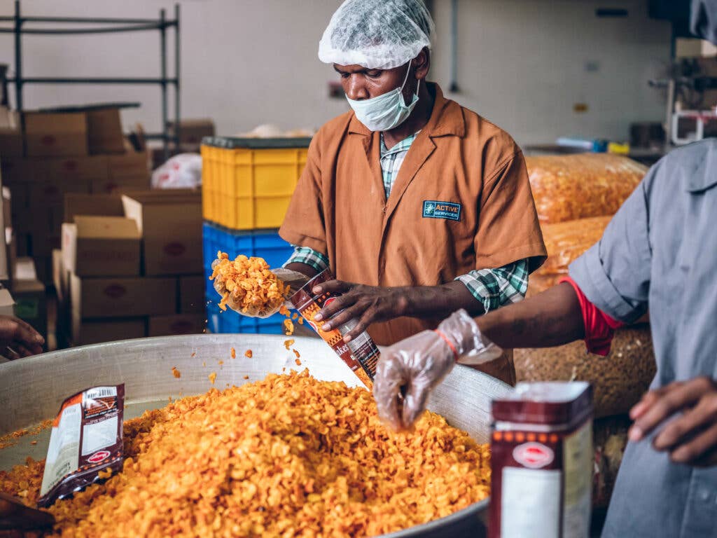 Packing Maiyas cornflake masala