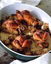 Chicken with Onions, Calvados, and Cream