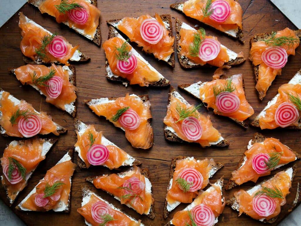 Proof that smoked salmon on cream cheese and rye bread isn't just for breakfast