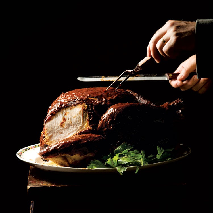 Chile-Rubbed Turkey with Beet Stuffing