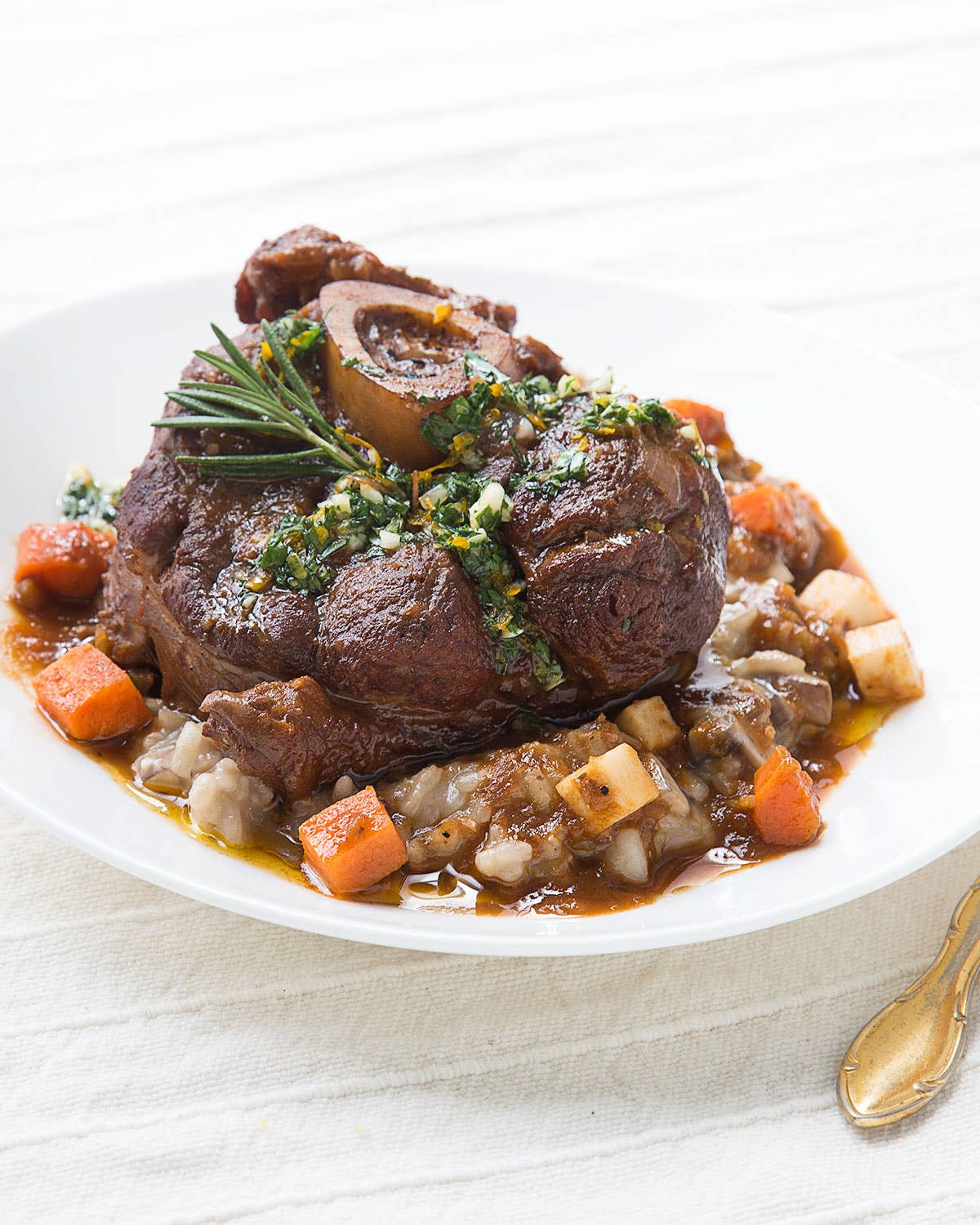 Braised Veal Osso Bucco with Gremolata and Porcini Risotto