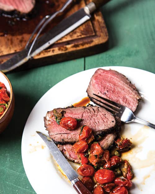 Grilled Herb-Marinated Entrecôte of Lamb with Roasted Tomato Sauce