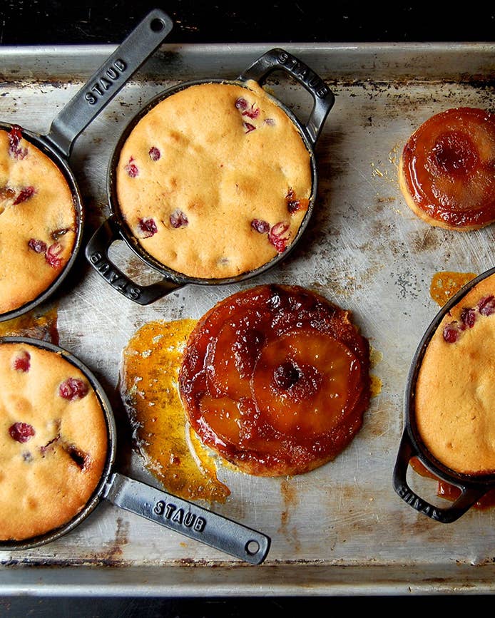 Apple and Cranberry Upside-Down Cakes