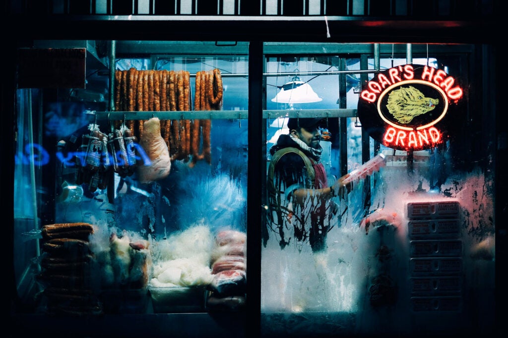 NYC Meat Vendor After Dark